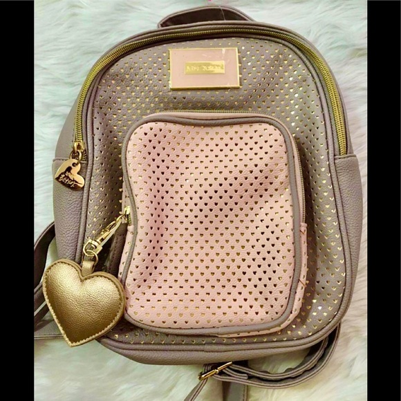 Betsey Johnson Handbags - [SOLD] Betsey J. Two-Tone Hearts Mini Backpack